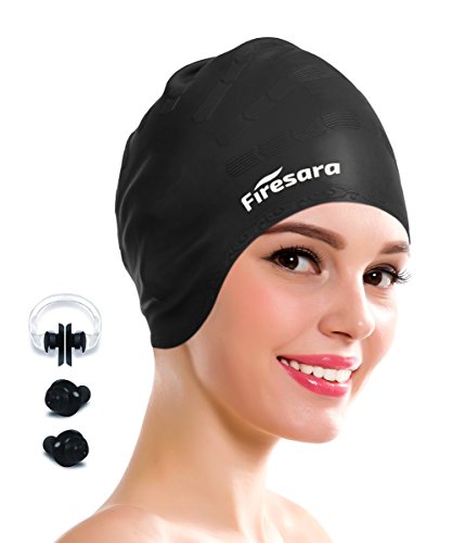 Firesara Swimming Cap for Long Hair, Silicone Swim Cap for Dreadlocks or Short Hair review