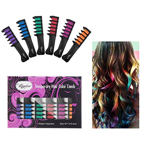Maydear Temporary Hair Chalk Comb-Non Toxic Washable Hair Color Comb for Hair Dye-Safe for Kids for Party Cosplay DIY