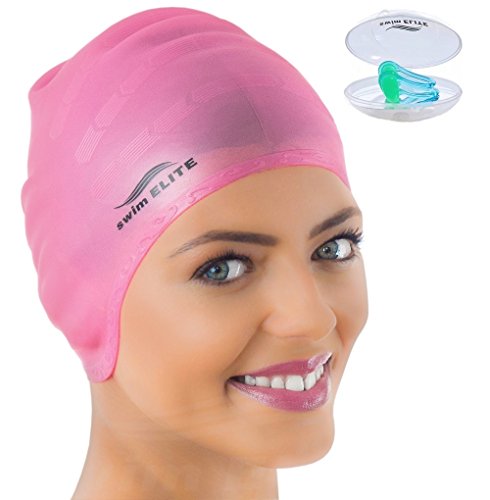 Swim Elite Silicone Swimming Cap for Long Hair PLUS Nose Clip  review