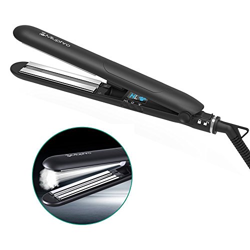 Miuphro Steam Hair Straightener, Salon Hair Straightening Iron with Titanium Plate 